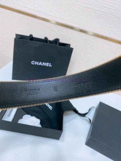 Chanel 24c brass metal imported shiny calf leather 4.0cm soft and exquisite waist belt k8kpcljq - Image 6