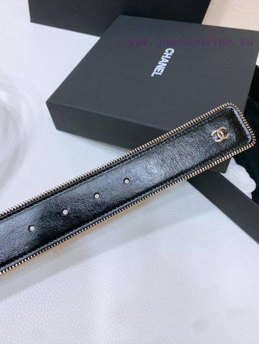 Chanel 24c brass metal imported shiny calf leather 4.0cm soft and exquisite waist belt k8kpcljq - Image 8