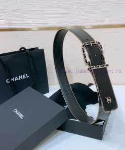 Chanel 24c brass metal imported shiny calf leather 4.0cm soft and exquisite waist belt wchzdm15