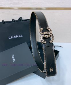 Chanel 24c brass metal imported shiny calf leather 4.0cm soft and exquisite waist belt 7xgp3vb2