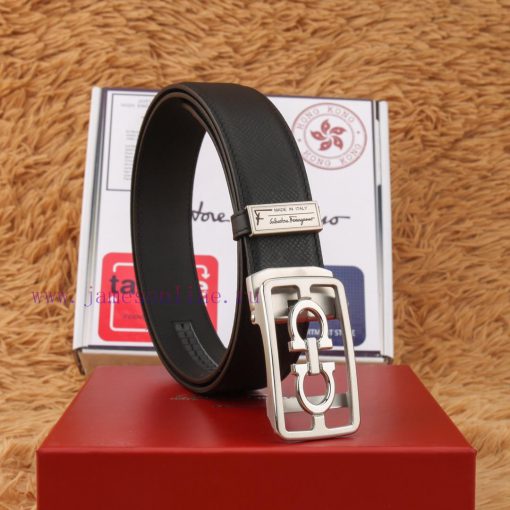 Ferragamo 316 pure steel automatic buckle ⏯️ P belt width 3.5cm double-sided cowhide classic 02ua8umt - Image 4