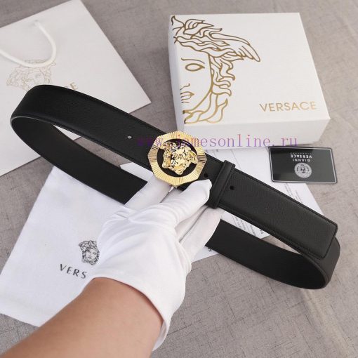 Width 4.0cm Versace This belt is adorned with the iconic Versace Medusa logo buckle, showcas qhn9bk1p - Image 9