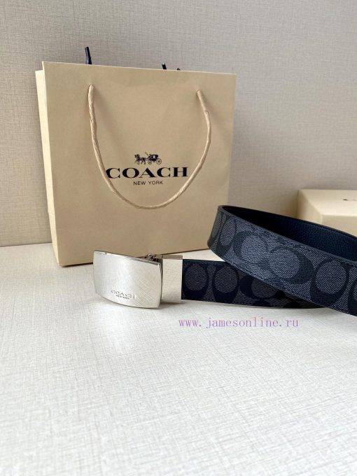 The COACH double-sided belt with a width of 3.8cm is made of classic logo canvas material on d8auu7hp - Image 6