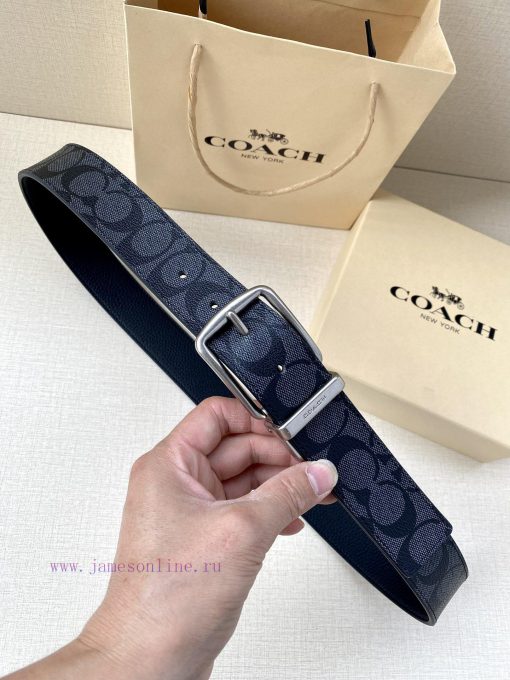 The COACH double-sided belt with a width of 3.8cm is made of classic logo canvas material on 519gt44v - Image 2
