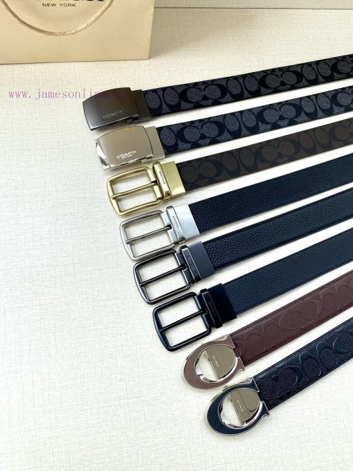 The COACH double-sided belt with a width of 3.8cm is made of classic logo canvas material on d8auu7hp - Image 8