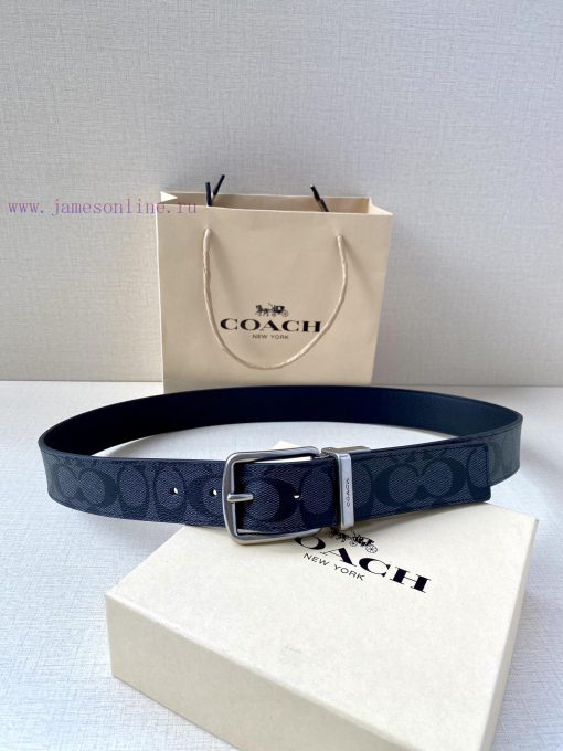 The COACH double-sided belt with a width of 3.8cm is made of classic logo canvas material on 519gt44v - Image 4