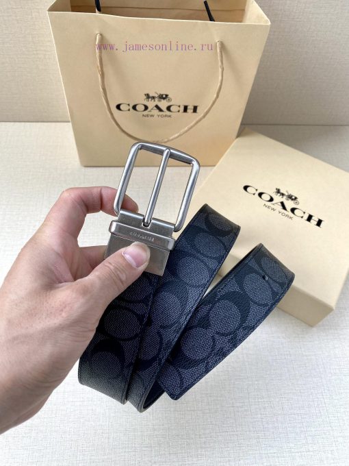 The COACH double-sided belt with a width of 3.8cm is made of classic logo canvas material on 519gt44v - Image 6