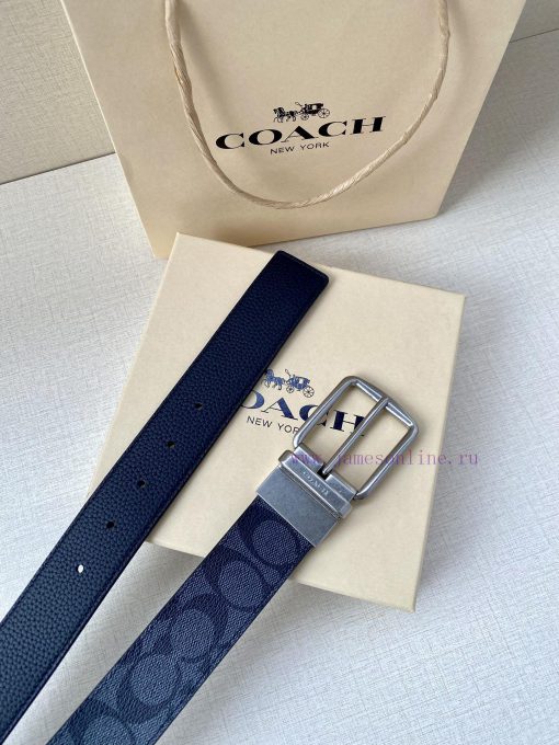The COACH double-sided belt with a width of 3.8cm is made of classic logo canvas material on 519gt44v - Image 7