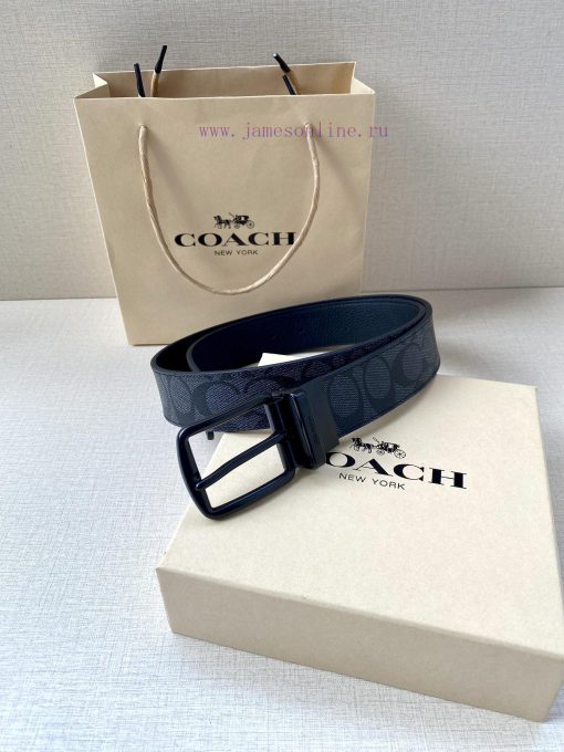 The COACH double-sided belt with a width of 3.8cm is made of classic logo canvas material on 2h362iub - Image 6
