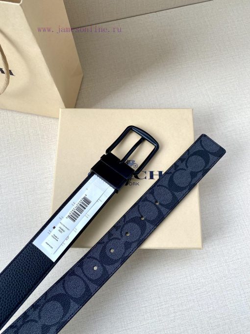 The COACH double-sided belt with a width of 3.8cm is made of classic logo canvas material on 2h362iub - Image 7