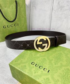 Width 4.0cm GUCCI interlocking double G diamond studded steel buckle belt, crafted from Gucc tmki7g5y