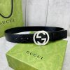 Width 4.0cm GUCCI interlocking double G diamond studded steel buckle belt, crafted from Gucc 9wvoqz5c