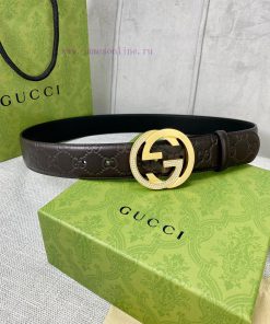 Width 4.0cm GUCCI interlocking double G diamond studded steel buckle belt, crafted from Gucc 85hd20mv