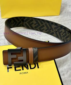 FENDI FendiFull set of the same width 4.0CM double ring front and back waist belt FF nail bu cwkpkx0f