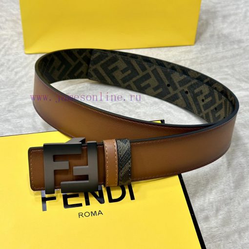 FENDI FendiFull set of the same width 4.0CM double ring front and back waist belt FF nail bu cwkpkx0f