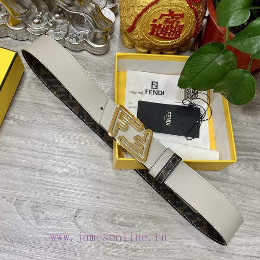 FENDI style with width of 4.0CM, double ring front and back waist belt, FF nail buckle, dual a3v6cx62 - Image 7