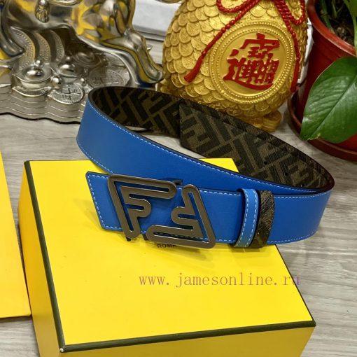 FENDI style with width of 4.0CM, double ring front and back waist belt, FF nail buckle, dual ui0ynley - Image 2