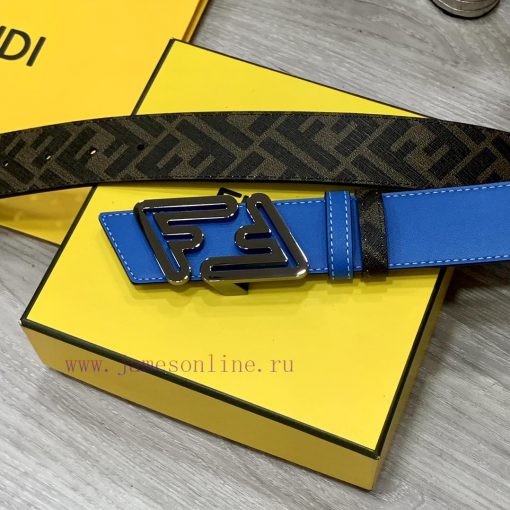 FENDI style with width of 4.0CM, double ring front and back waist belt, FF nail buckle, dual ui0ynley - Image 3