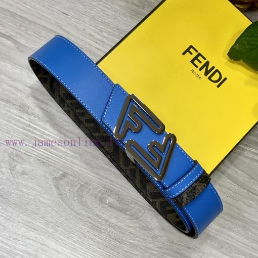 FENDI style with width of 4.0CM, double ring front and back waist belt, FF nail buckle, dual ui0ynley - Image 5