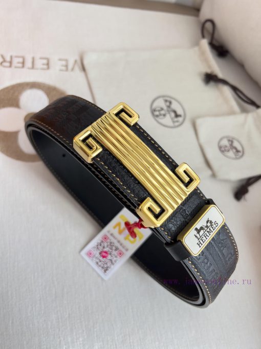 Hermes Hermes waist beltHanging buckle, classic pure steel material buckle head, double-side 46k9pq9e - Image 3