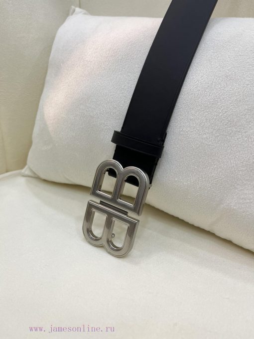 New model from Balenciaga official website, double-sided calf leather with a width of 4.0cm bao77pon - Image 5