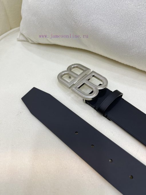 New model from Balenciaga official website, double-sided calf leather with a width of 4.0cm bao77pon - Image 7