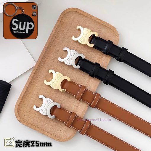Female version CELINEComplete set of free keytag casual belt series with simple metal logo, sme6drkr - Image 2