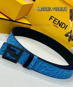 FENDL original custom sky blue FF Vertigo pattern leather with FF nail steel buckle, 40MM wi 10aodz0j
