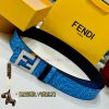 FENDL original custom sky blue FF Vertigo pattern leather with FF nail steel buckle, 40MM wi gceyi499