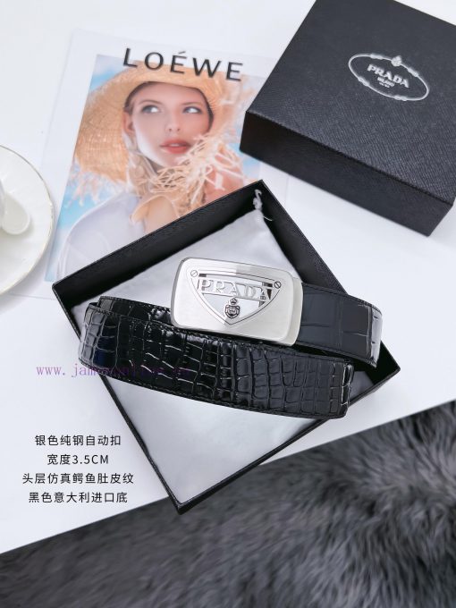 Prada stainless steel automatic buckle belt with a width of 3.5CM KGB2I180 quality style, hi 2hvf4ir5 - Image 2