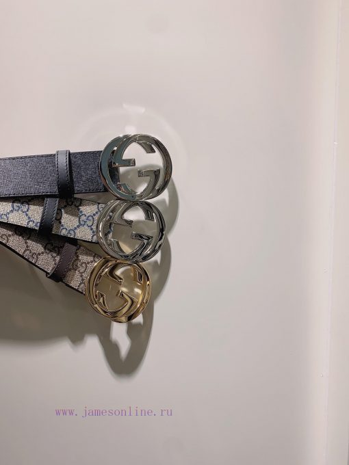 GUCCI. GucciComplete GG Supreme canvas belt with interlocking double G buckle 3.8cm gy57t61h