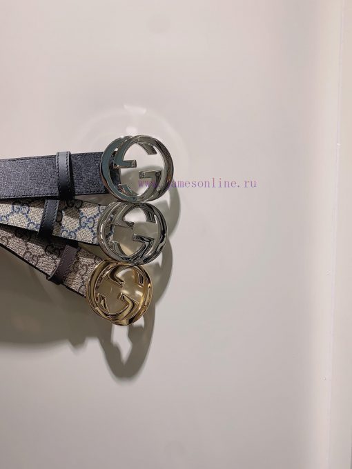 GUCCI. GucciComplete GG Supreme canvas belt with interlocking double G buckle 3.8cm gy57t61h - Image 2