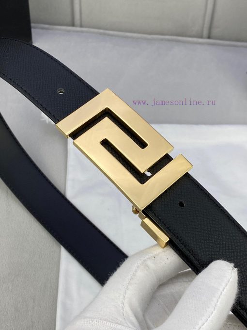 Width 3.5cm Versace This soft palm patterned leather belt features a geometric Greek loop bu q9aslz5o - Image 3