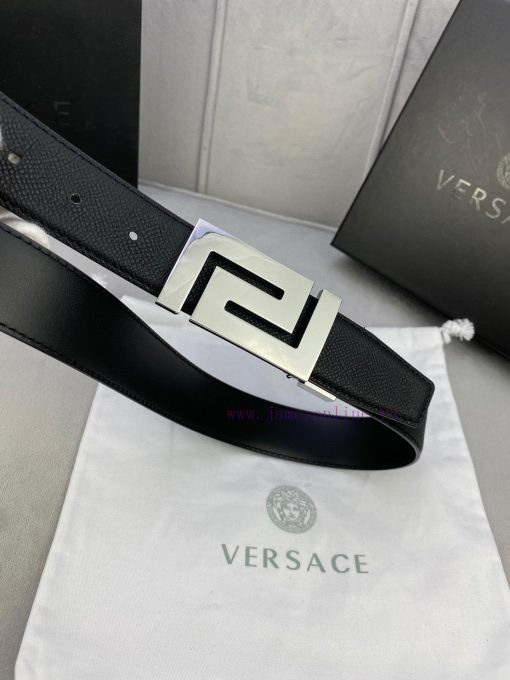 Width 3.5cm Versace This soft palm patterned leather belt features a geometric Greek loop bu e2992k5j - Image 4