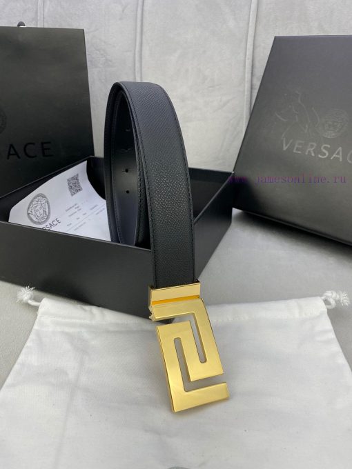 Width 3.5cm Versace This soft palm patterned leather belt features a geometric Greek loop bu q9aslz5o - Image 9