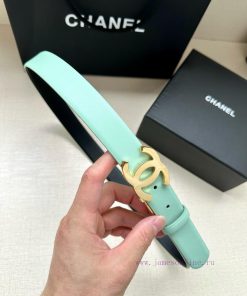 Width 3.0cm CHANEL Rotating Double C Calfskin and Silver Gun Gold Metal Belt Multi Color Wom e8i9u9ed