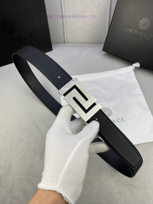 Width 3.5cm Versace This soft palm patterned leather belt features a geometric Greek loop bu e2992k5j - Image 11