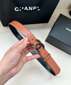 Width 3.0cm CHANEL Rotating Double C Calfskin and Silver Gun Gold Metal Belt Multi Color Wom rubtvzu4