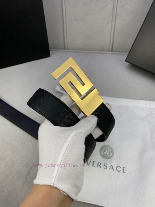 Width 3.5cm Versace This soft palm patterned leather belt features a geometric Greek loop bu q9aslz5o - Image 16
