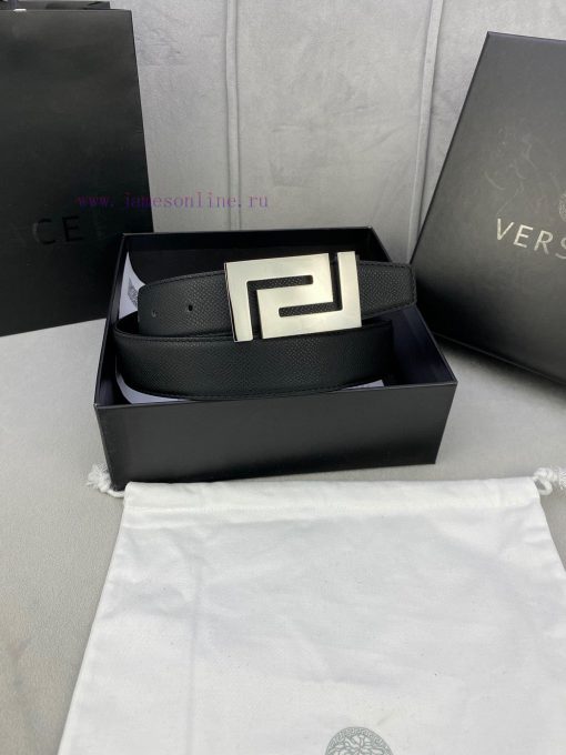 Width 3.5cm Versace This soft palm patterned leather belt features a geometric Greek loop bu e2992k5j - Image 16