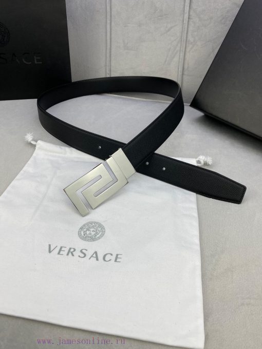 Width 3.5cm Versace This soft palm patterned leather belt features a geometric Greek loop bu e2992k5j - Image 18