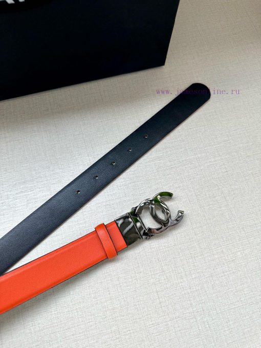 Width 3.0cm CHANEL Rotating Double C Calfskin and Silver Gun Gold Metal Belt Multi Color Wom 44q2evnu - Image 8