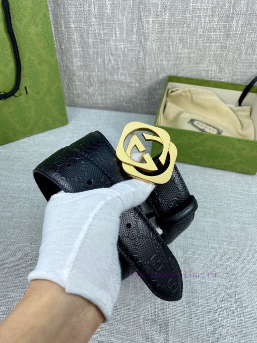 Width of 4.0cm, paired with the original belt buckle, the belt is crafted from Gucci Signatu 1wok3thc - Image 4