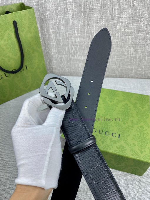 Width of 4.0cm, paired with the original belt buckle, the belt is crafted from Gucci Signatu 1wok3thc - Image 7