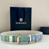 Width 3.8cm VERSACE This printed waistband is made of calf leather and features a gold buckl fitlvtkc