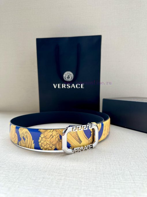 Width 3.8cm VERSACE This printed waistband is made of calf leather and features a gold buckl e1g3xb52 - Image 6