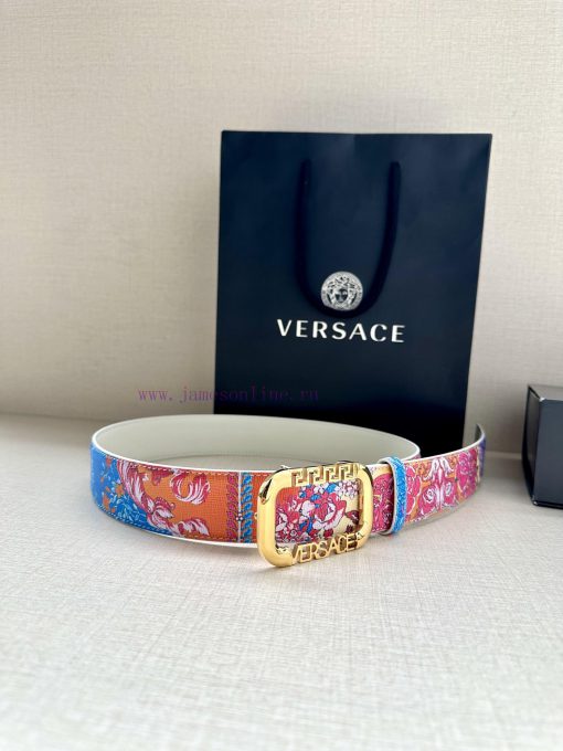 Width 3.8cm VERSACE This printed waistband is made of calf leather and features a gold buckl kdcoydld - Image 6