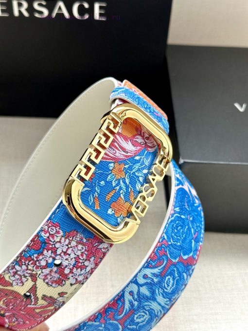 Width 3.8cm VERSACE This printed waistband is made of calf leather and features a gold buckl kdcoydld - Image 10