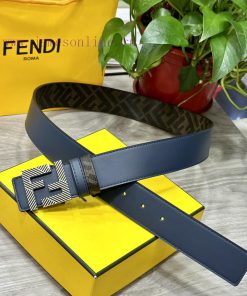 FENDI style with width of 4.0CM, double ring front and back waist belt, FF nail buckle, blue os6ylm5p