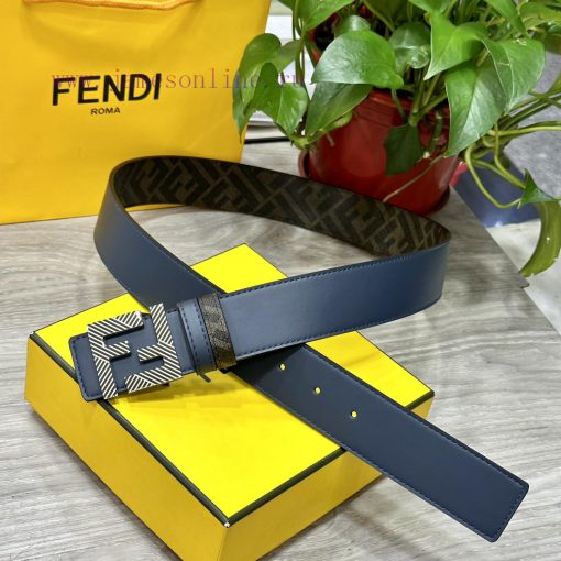 FENDI style with width of 4.0CM, double ring front and back waist belt, FF nail buckle, blue os6ylm5p